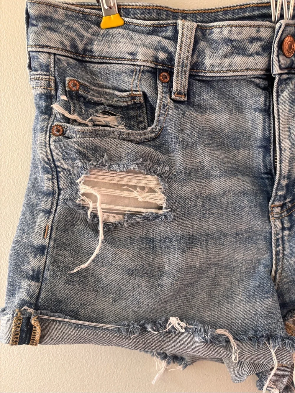 American Eagle Outfitters Jean Shorts Distressed Light Blue SZ 8